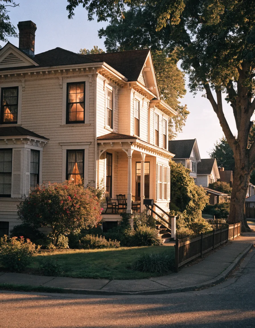 Victorian home at golden hour